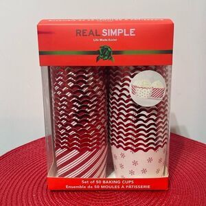 Real Simple Baking Cups Red and White 50 pieces NWT